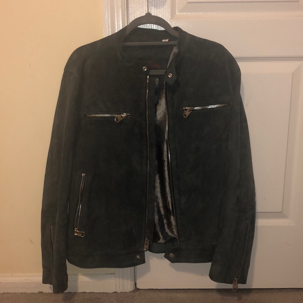 Robert Graham dark Grey leather suede jacket